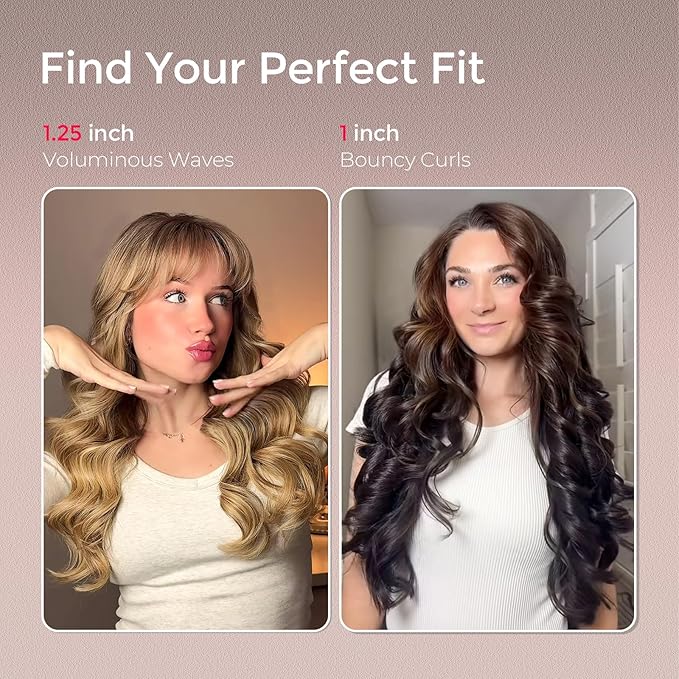 Upgraded Automatic Rotating Curling Iron - TYMO CurlPro Plus Long Barrel Curling Wand for Long Hair, Ceramic Hair Curler for Women, Anti-Scald, Tangle-Free, 600M Ionic, Dual Voltage, Gold, 1 1/4 Inch