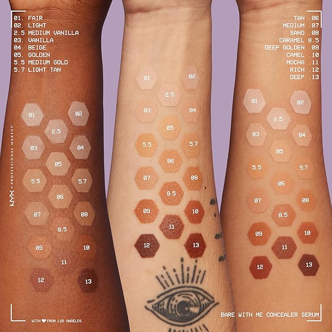 NYX PROFESSIONAL MAKEUP Bare With Me Concealer Serum, Up To 24Hr Hydration - Deep Golden