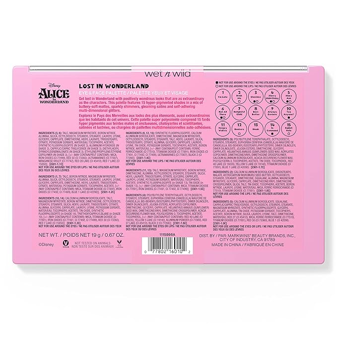 wet n wild Lost In Wonderland Eye & Face Palette Alice In Wonderland Collection