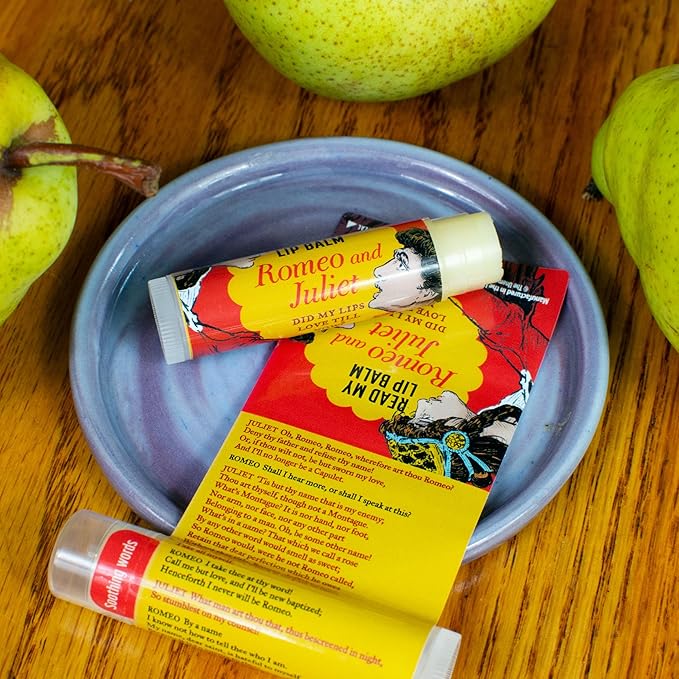 Read My Lips Lip Balm - Full Text of Romeo & Juliet Balcony Scene Under Label, Pear Flavored - Cruelty-Free and Made in the USA from Natural and Imported Ingredients