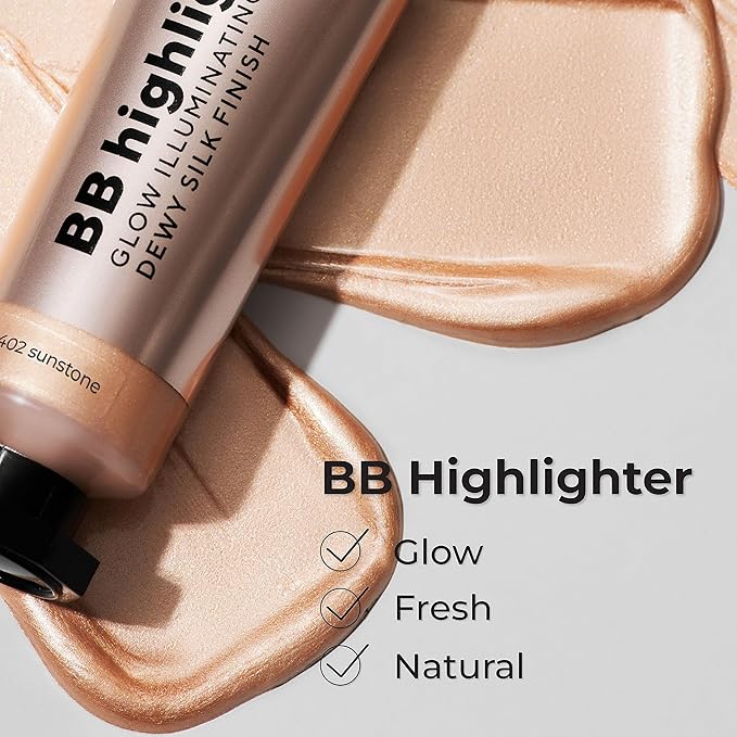 Lamel Dewy Cream BB Highlighter - Lightweight, Buildable and Luxuriously Glossy with Radiant, Natural-looking, Non-Greasy, Moisturizing, and Long-Lasting Formula for Flawless, Skin-Brightening - 402