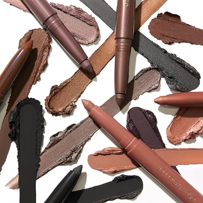 LAURA GELLER NEW YORK Kajal Longwear Kohl Eyeliner Pencil Duo - Dark Brown & Smoky Amethyst - Caffeine and Vitamin E - Smooth & Blendable Liner - Built-In Sharpener