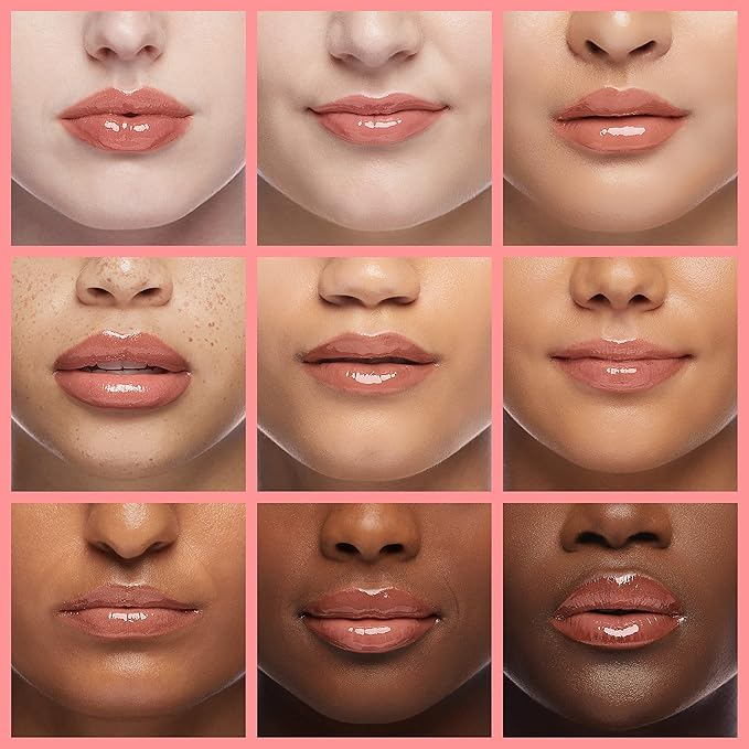 Big Brush Head Hydrating Lip Glow Oil Plumping Lip Tint, Hydrating Lip Gloss Tinted Lip Balm Transparent Lip Care, Long Lasting Nourishing Non-sticky Fresh Texture (Cherry)