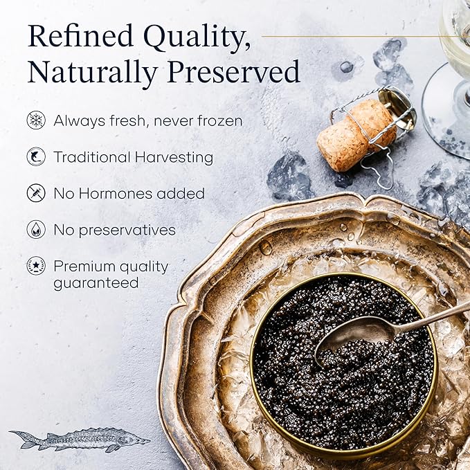 OVERNIGHT GUARANTEED, BESTER Premium Russian Osetra Sturgeon Caviar - 3 tins of 1 oz -30G (Trio Pack) - Malossol Ossetra Black Roe - Premium Quality, Traditional Style, imported