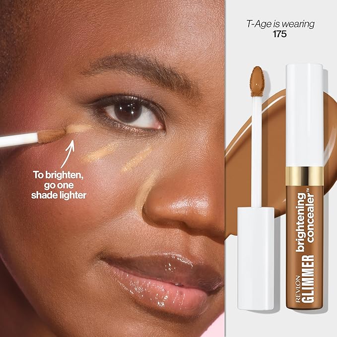 Revlon Glimmer Brightening Concealer, Liquid Under Eye Makeup, Made with Caffeine, Vitamin C, & Stevioside, 175, 0.3 fl oz