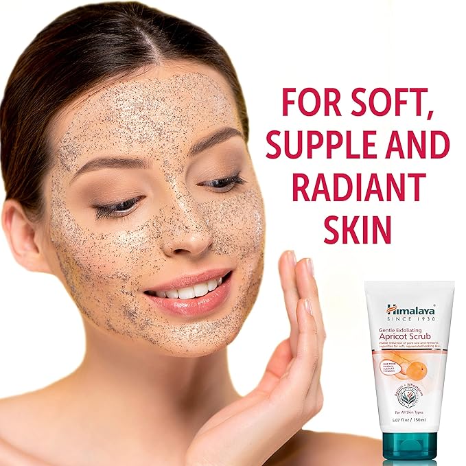 Himalaya Gentle Exfoliating Apricot Scrub with Vitamin E, Exfoliates Dead Skin Cells, For All Skin Types, Free from Parabens, SLS and Phthalates, 150 ml (5.07 oz)